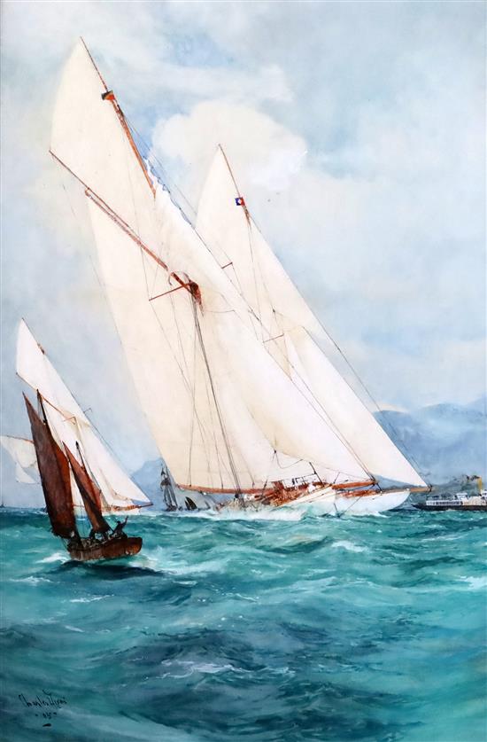 Charles Dixon (1872-1934) The racing yacht Celestria, 1905 29 x 19.5in.